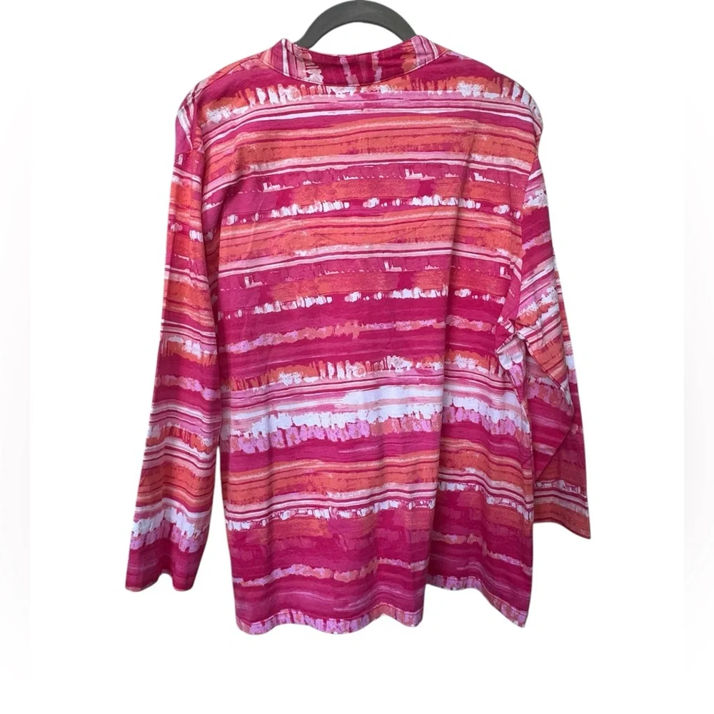 Ruby Road Pink and Orange Striped V-Neck Top size XL - Picture 5 of 5